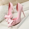 2016 Fashion Delicate Sweet Bowknot High Heel Shoes Side Hollow Pointed Women Pumps Pointed Toe 10.5CM thin Dress Shoes