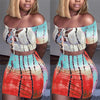 Sexy Hot Women 2 Piece Bodycon Clothes Sets Off Shoulder Tops T-shirt Lace Up Neck Crop Tops+Hot Skirts Striped Club Wear Sets