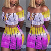 Sexy Hot Women 2 Piece Bodycon Clothes Sets Off Shoulder Tops T-shirt Lace Up Neck Crop Tops+Hot Skirts Striped Club Wear Sets