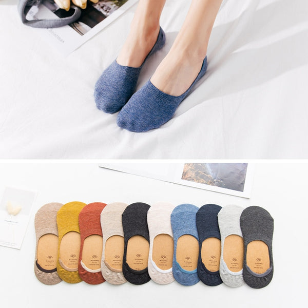 10 pieces = 5 pairs Spring summer women socks Solid color fashion wild shallow mouth invisible socks felmen slipper socks