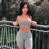 HAOYUAN Sexy Two Piece Set Women Bodycon Matching Sets Crop Tops and Biker Shorts Sweat Suits Summer Outfits 2 Pcs Tracksuit