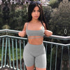 HAOYUAN Sexy Two Piece Set Women Bodycon Matching Sets Crop Tops and Biker Shorts Sweat Suits Summer Outfits 2 Pcs Tracksuit