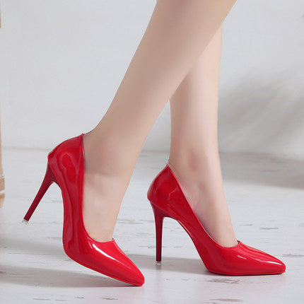 2019 spring new nightclub high heels fashion shallow mouth low shoes pointed female shoes stiletto work shoes