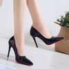 2019 spring new nightclub high heels fashion shallow mouth low shoes pointed female shoes stiletto work shoes