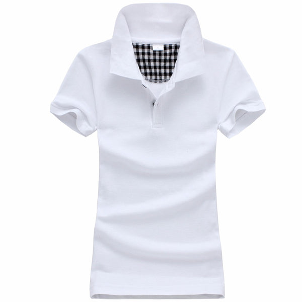 women cotton camisa polo shirt short-sleeve fashion plain shirts top polo femme casual polo shirt 180g cotton shirts