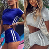 Hot 2019 Women Sets 2Pcs Elastic Bandage Suits Tracksuit Solid O-Neck Sports Gym Run Top Shorts Ladies Fashion Casual Summer