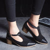 Office Women Pumps Shoes Woman Pointed Toe Shoes T-Strap Buckle Square Toe Ladies Med heels Shoes Fashion Gladiator Shoes