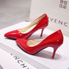 Plus Size 34-44 Hot Women Shoes Pointed Toe Pumps Patent Leather Dress High Heels Boat Wedding Zapatos Mujer Blue Wine Red